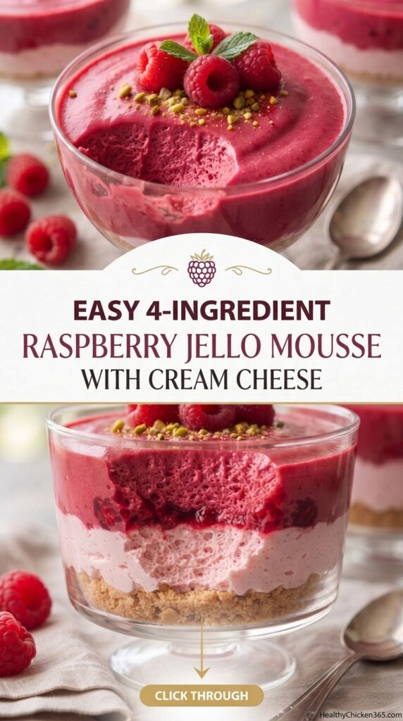 Raspberry Jello Mousse with Cream Cheese