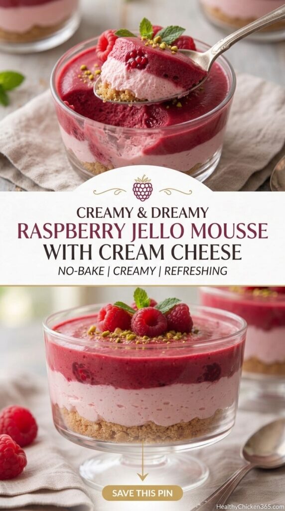Raspberry Jello Mousse with Cream Cheese