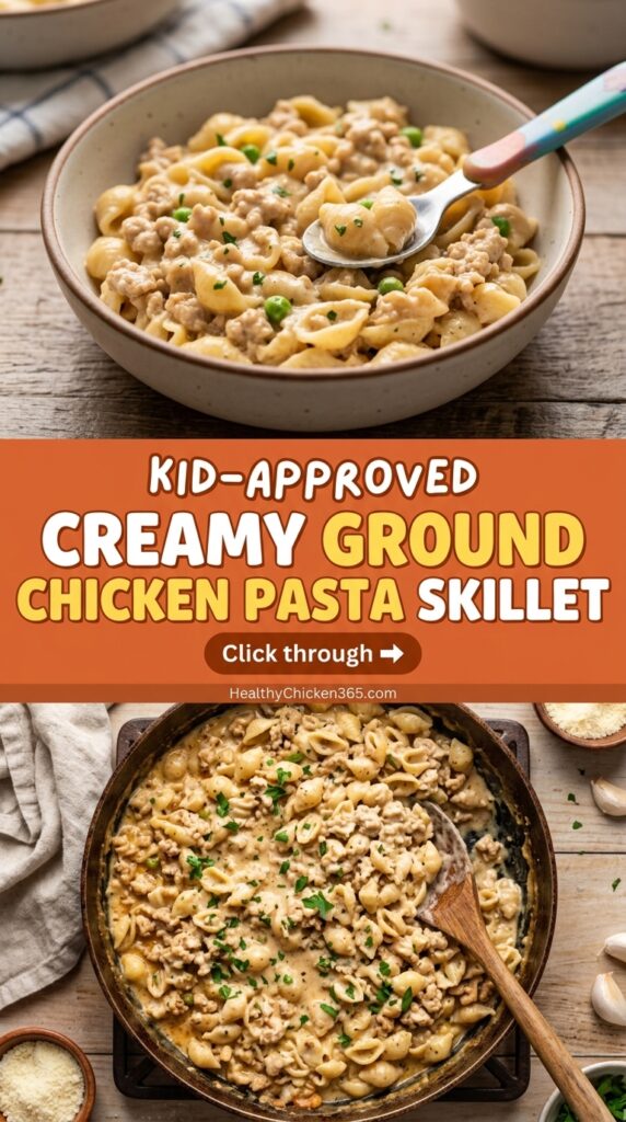Creamy Ground Chicken Pasta Skillet