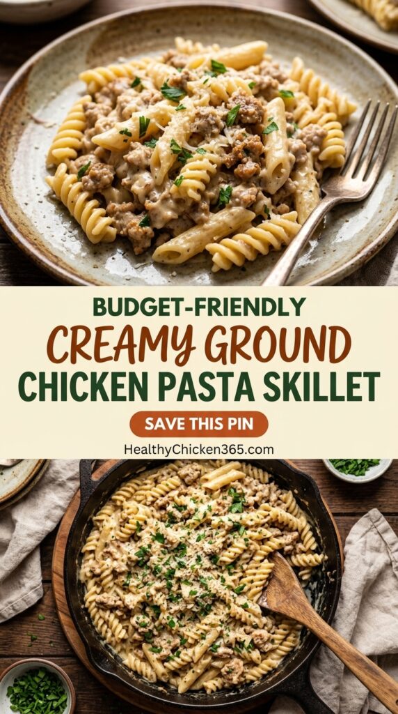 Creamy Ground Chicken Pasta Skillet