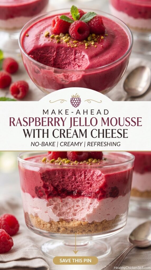Raspberry Jello Mousse with Cream Cheese