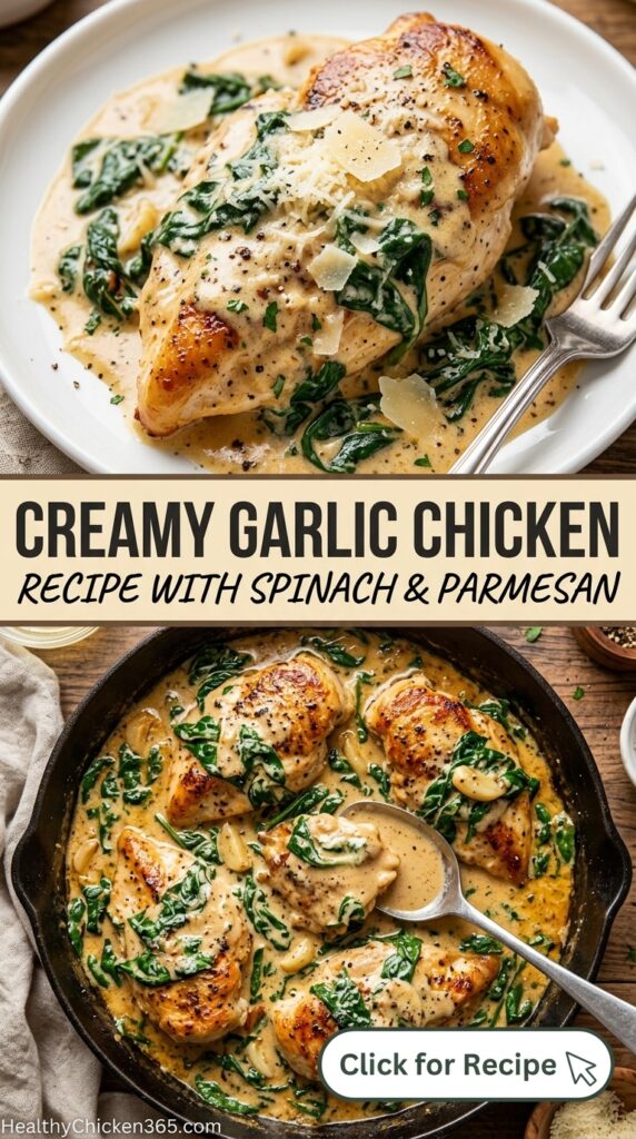 Creamy Garlic Chicken Recipe with Spinach & Parmesan